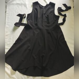 Lane Bryant Black Womens Plus Sz 26 Sleeveless A-Line Stretch Dress W Waist Tie